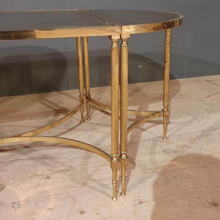 Set of 3 Brass and Glass Tables at 1stDibs
