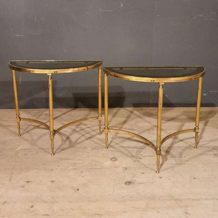 Set of 3 Brass and Glass Tables at 1stDibs