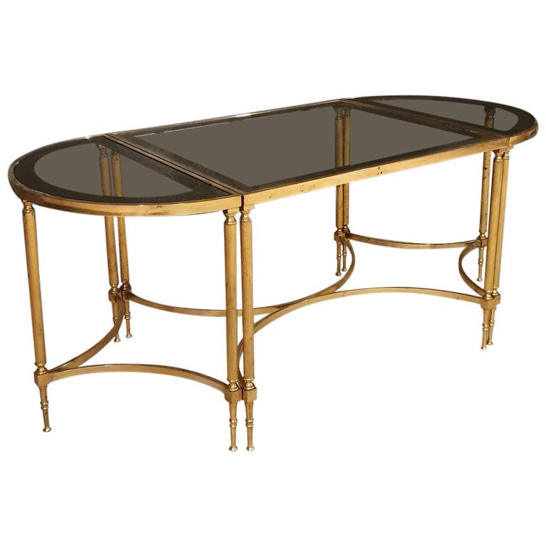 Set of 3 Brass and Glass Tables at 1stDibs