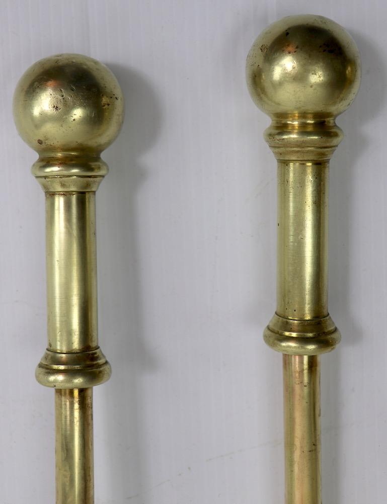 Set of 3 Brass Ball Top Fireplace Tools 3