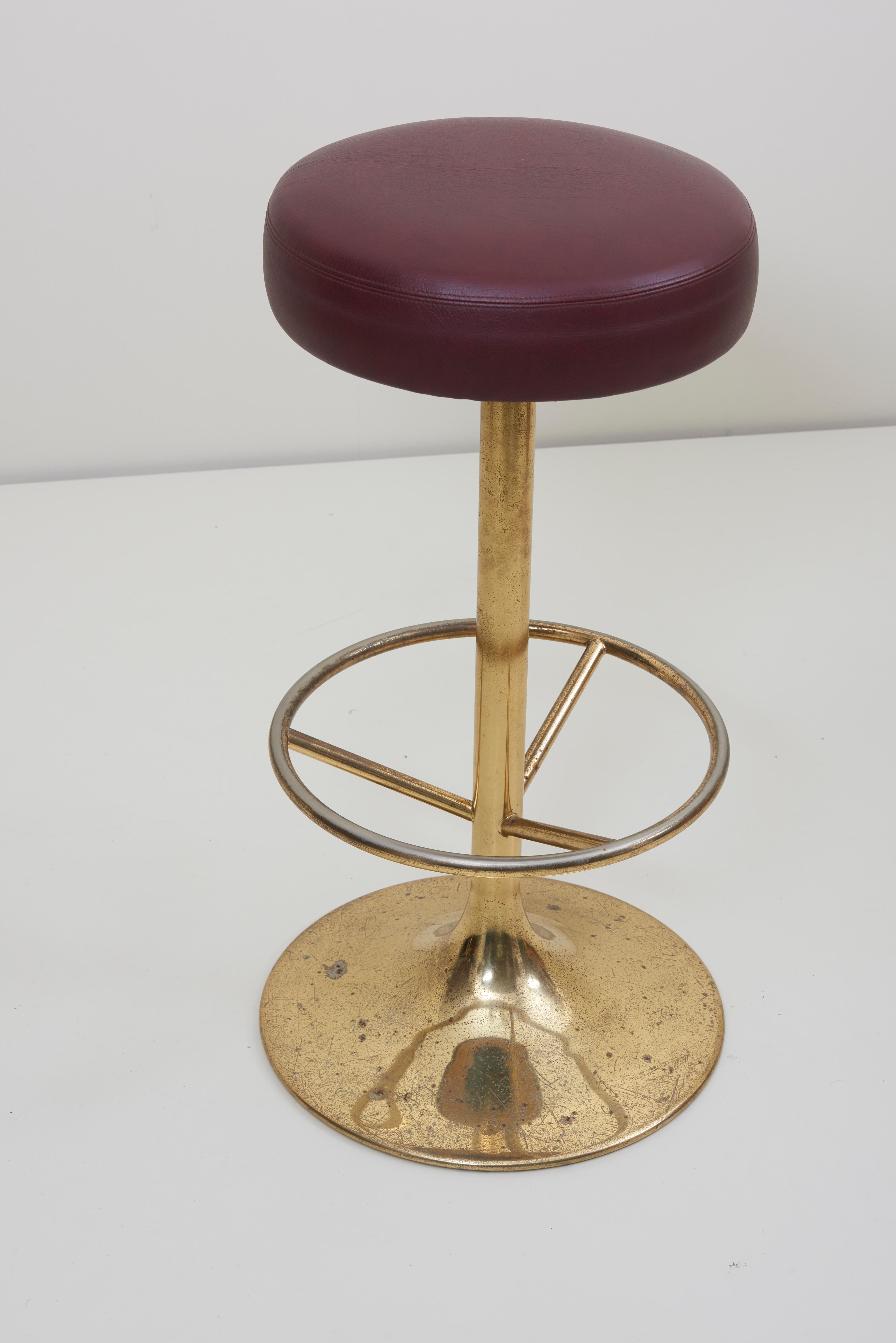 Mid-Century Modern Set of 3 Brass Börje Johansson Bar Stools by Johansson Design, Signed