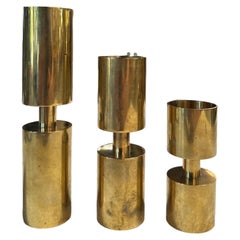 Set of 3 Brass Candle Holders by Thelma Zoéga for Zoégas Kaffe 1970s