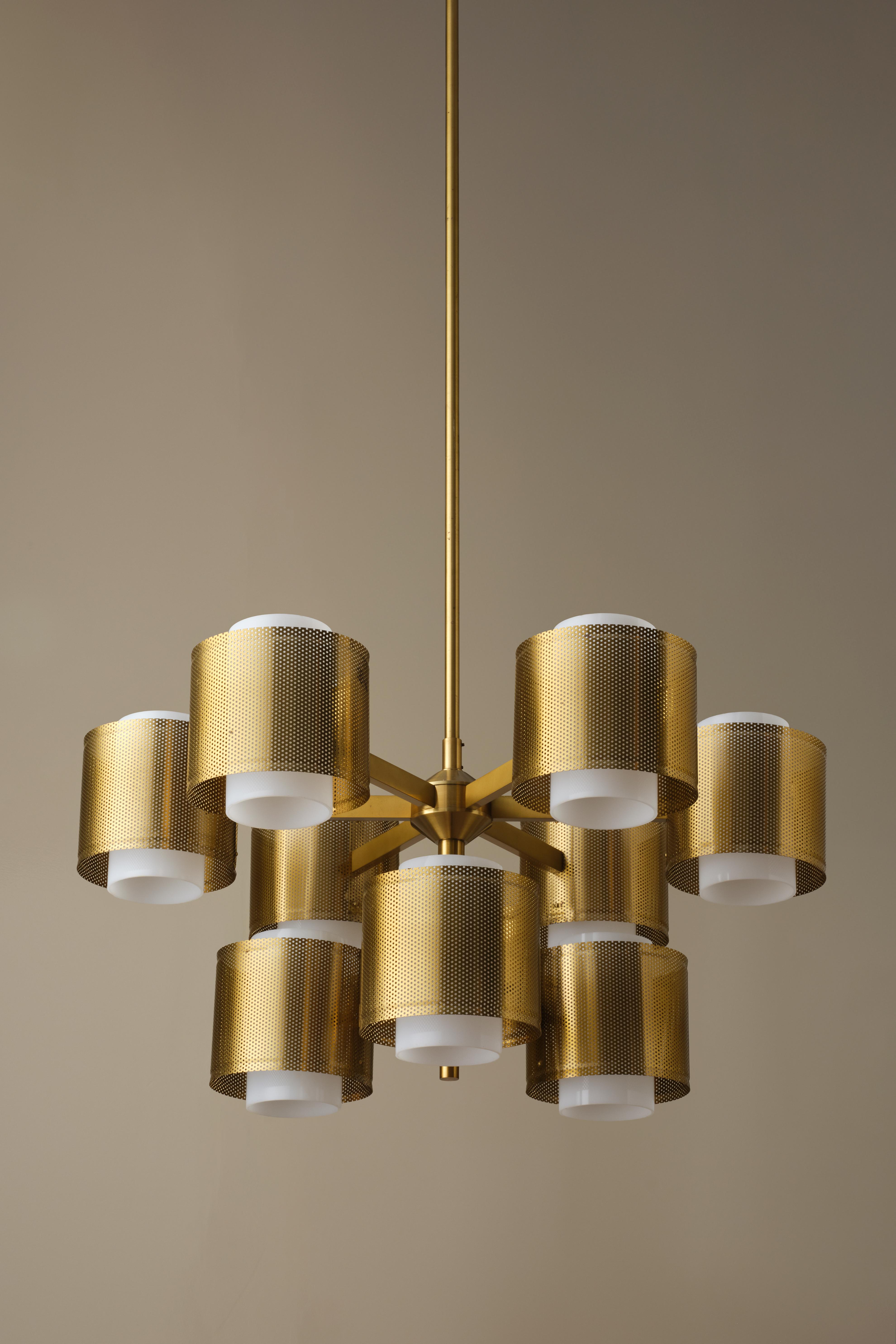 Ensemble de 3 lustres en laiton par Holger Johansson, Suède, années 1960 Bon état - En vente à Stockholm, SE