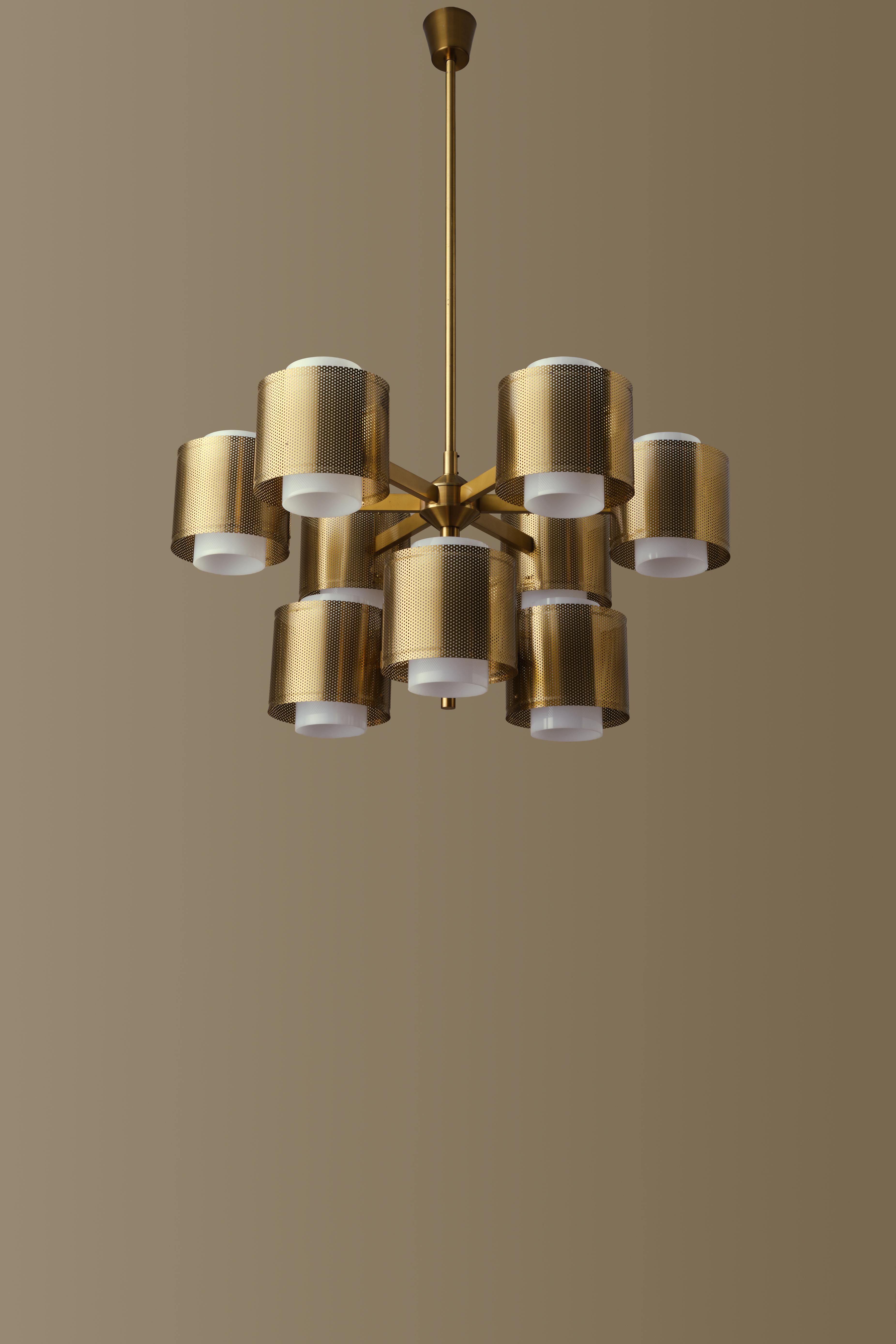 Ensemble de 3 lustres en laiton par Holger Johansson, Suède, années 1960 en vente 1