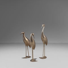 Set of 3 brass flamingo sculptures, 1960