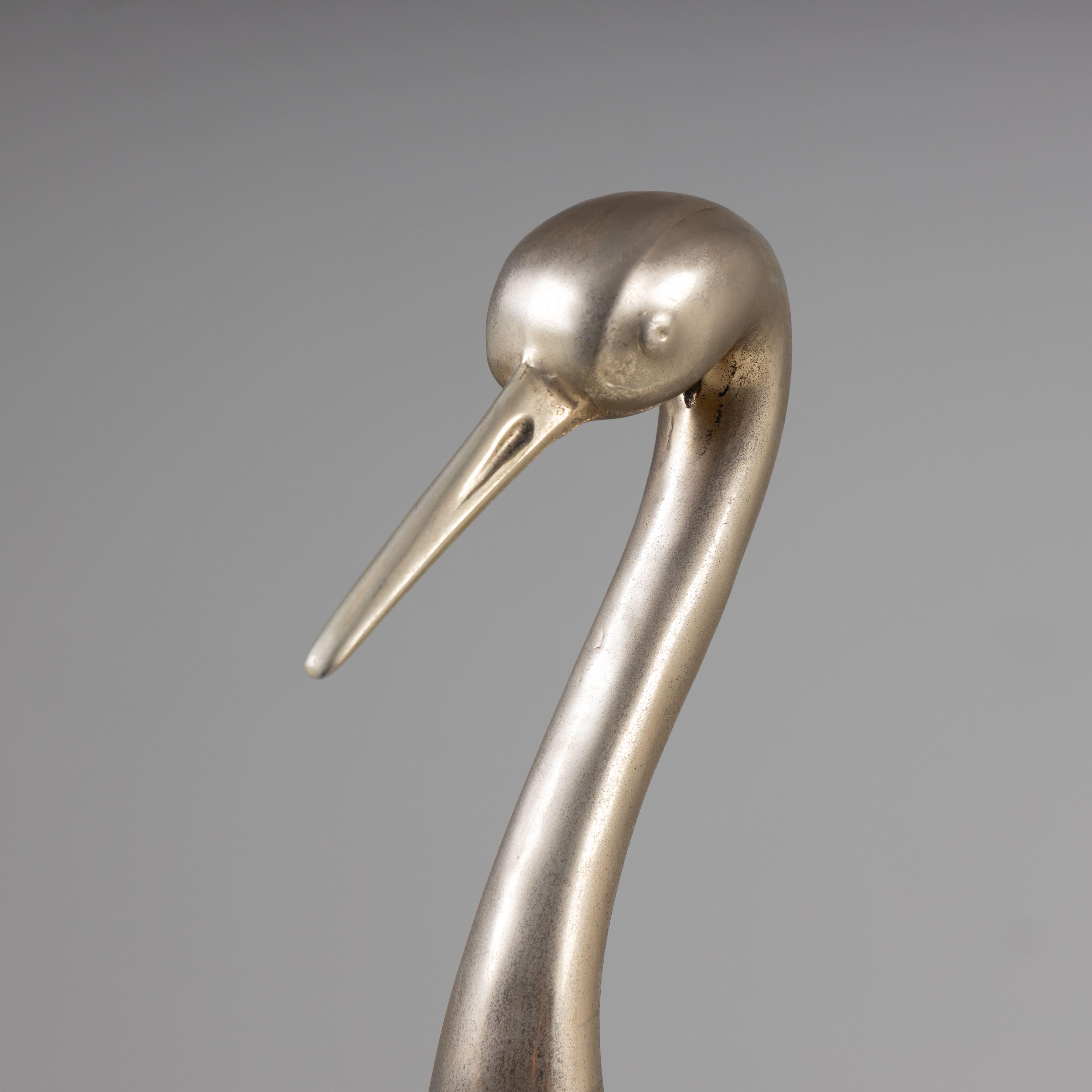 Set of 3 brass flamingo sculptures, 1960 In Good Condition For Sale In Milano, Lombardia