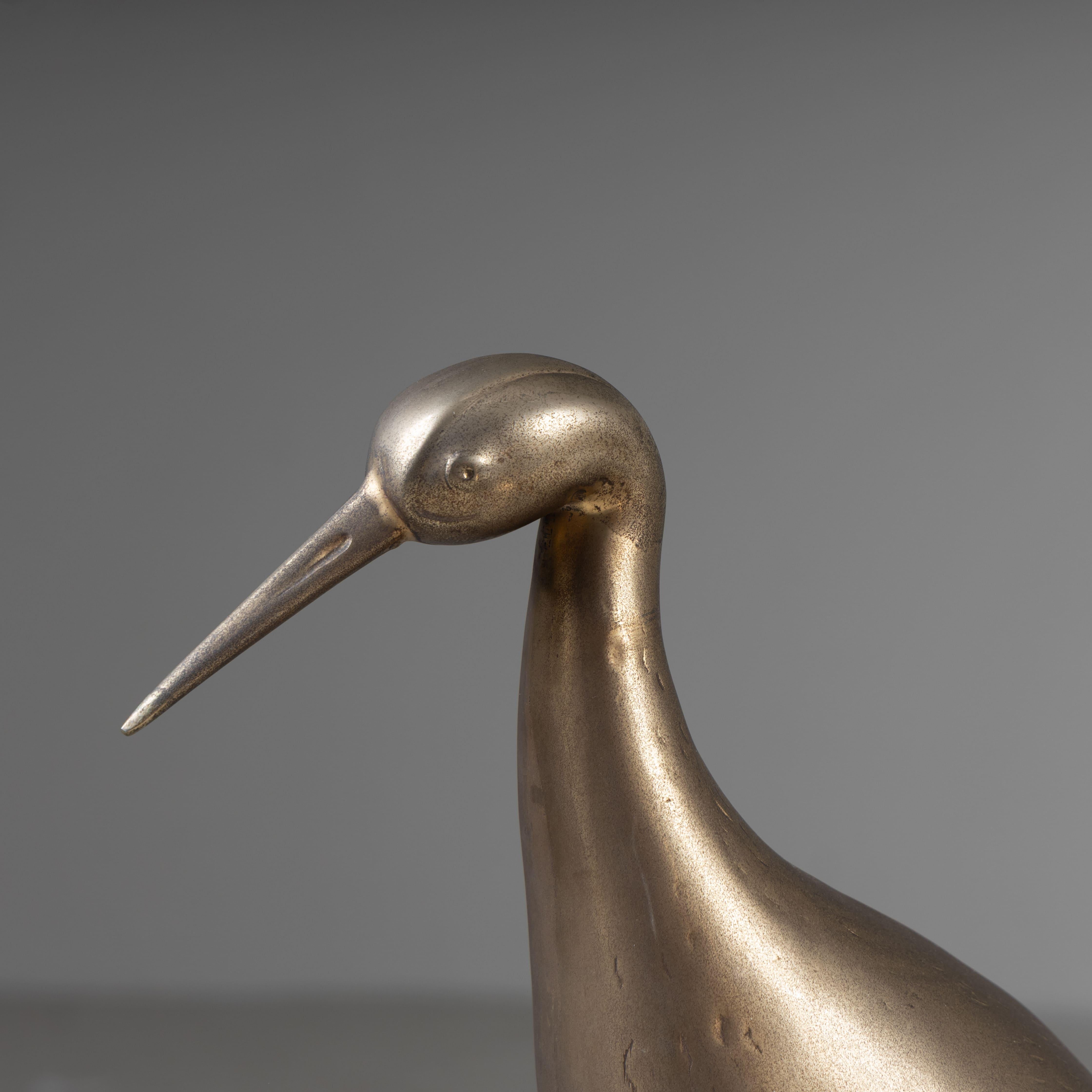 Mid-20th Century Set of 3 brass flamingo sculptures, 1960 For Sale
