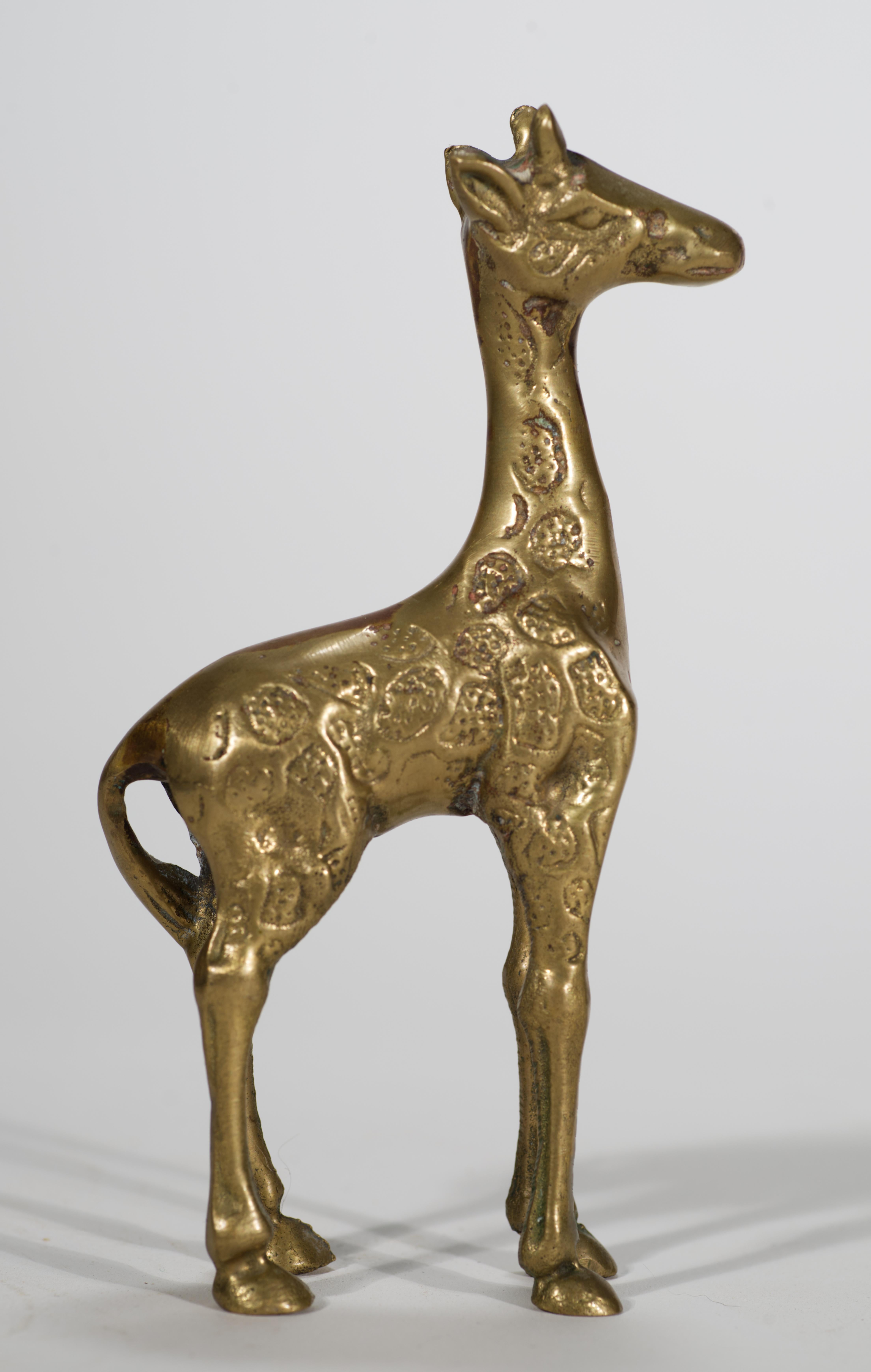 Set di 3 statuette di giraffa in ottone, Mid Century Modern set #1 in vendita 2