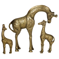 Set di 3 statuette di giraffa in ottone, Mid Century Modern set #1