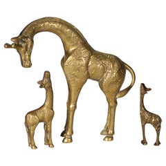 Set de 3 Figuritas Jirafa de latón, Mid Century Modern set #2