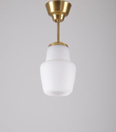 Set of 3 Brass & Glass Ceiling Lamps, Sweden, 1950s