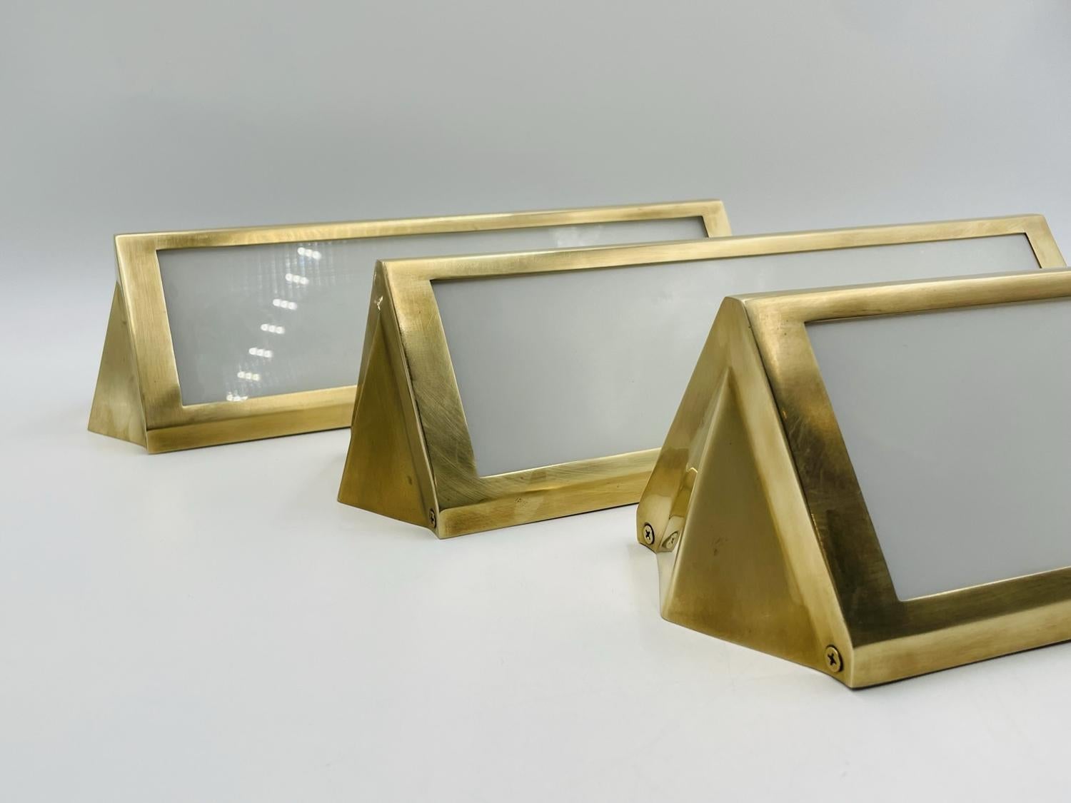 Set of 3 Brass & Milk Glass Sconces by Ralph Lauren 1