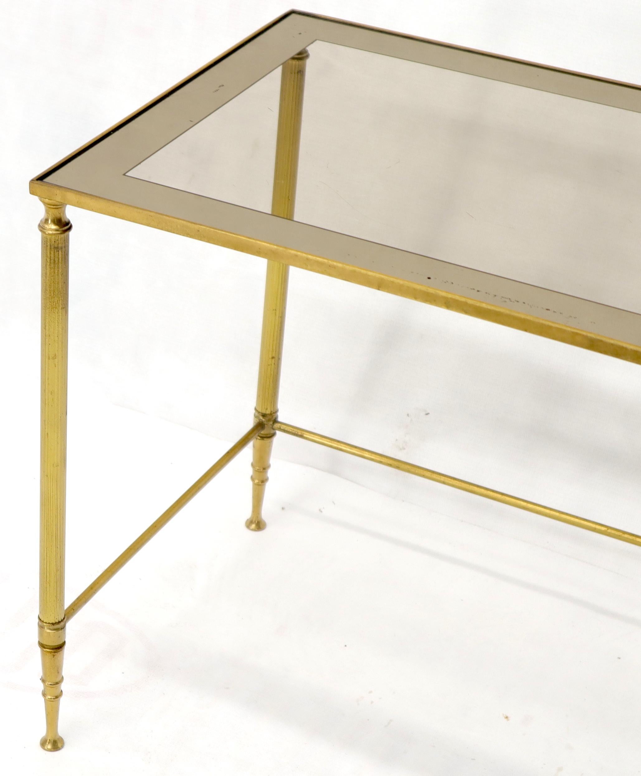 Set of 3 Brass Mirrored Border Glass Tops Nesting Stacking Tables For Sale 3