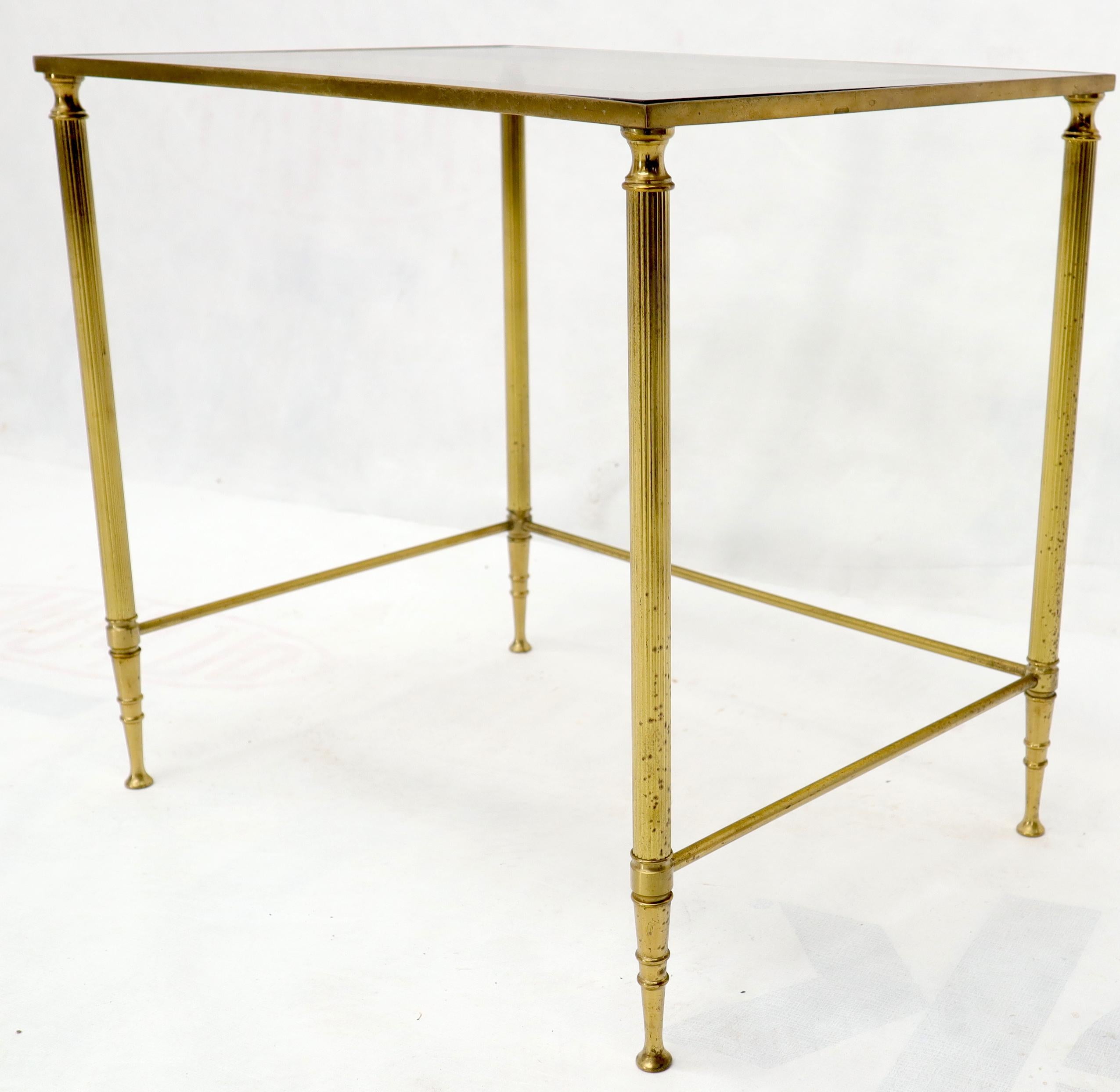 Set of 3 Brass Mirrored Border Glass Tops Nesting Stacking Tables For Sale 4