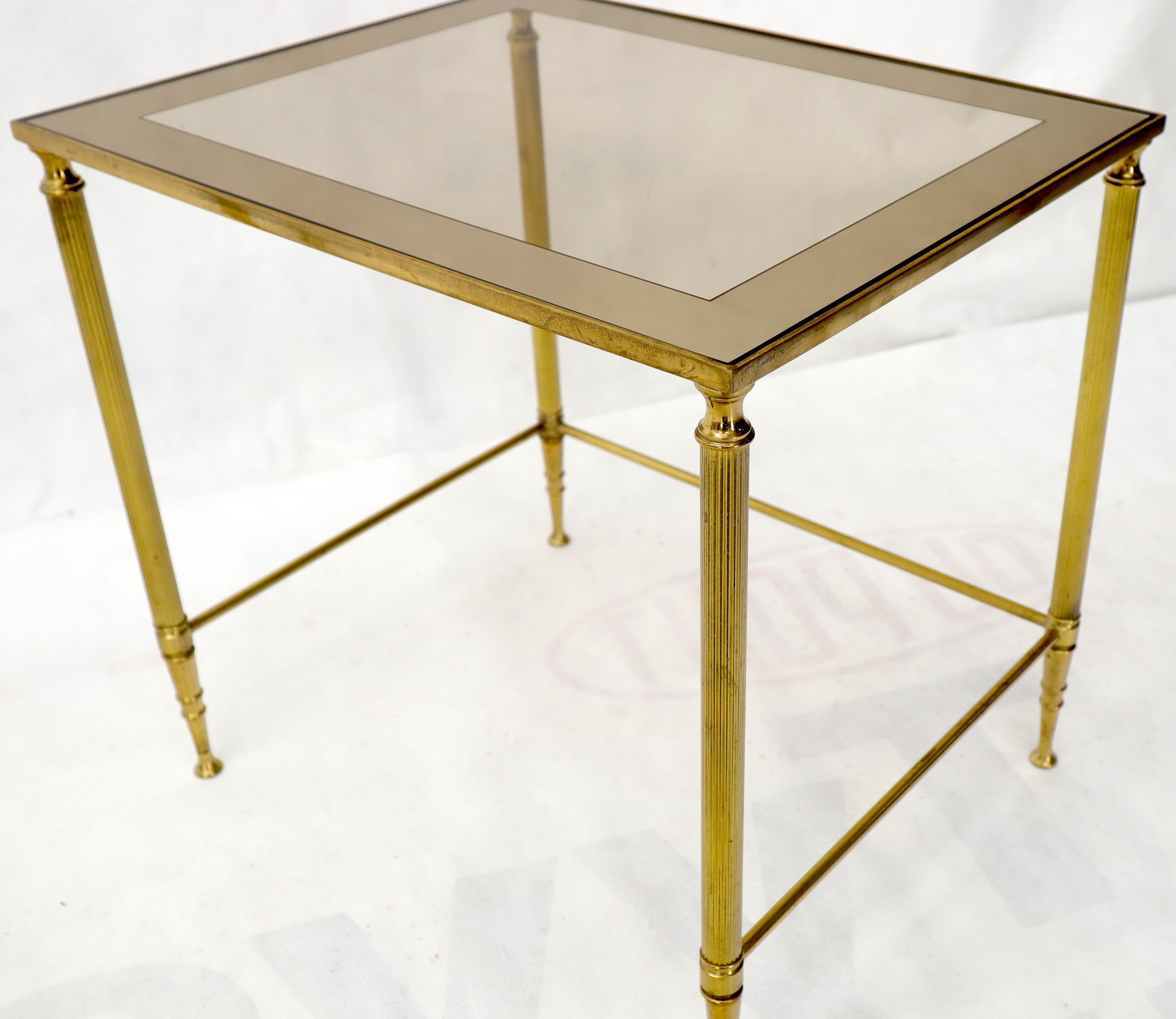 Set of 3 Brass Mirrored Border Glass Tops Nesting Stacking Tables For Sale 5