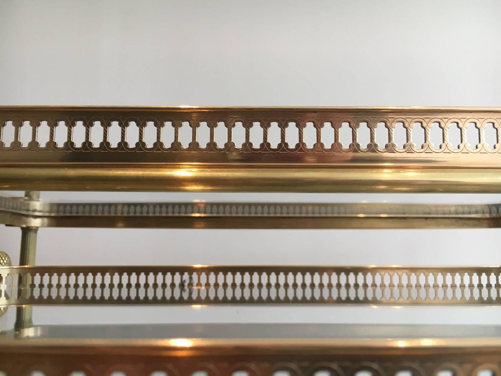 Set of Three Brass Nesting Bar Carts by Maison Baguès 2