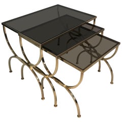 Set of 3 Brass Nesting Tables