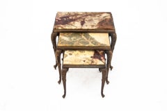 Set of 3 Brass Nesting Tables, France, circa 1940s
