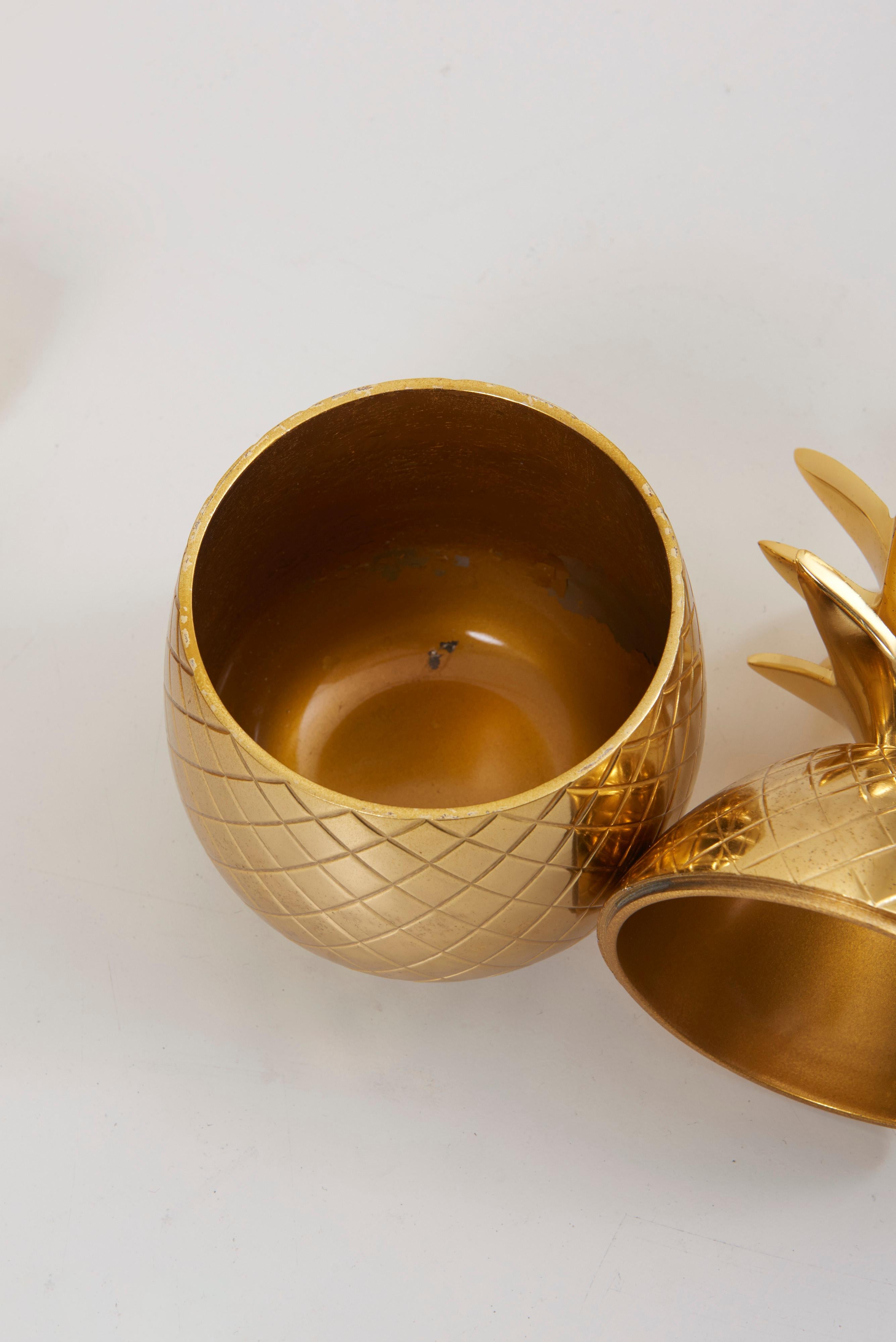 Set of 3 Brass Pineapple Ice Buckets or Candy Boxes In Excellent Condition For Sale In Berlin, BE