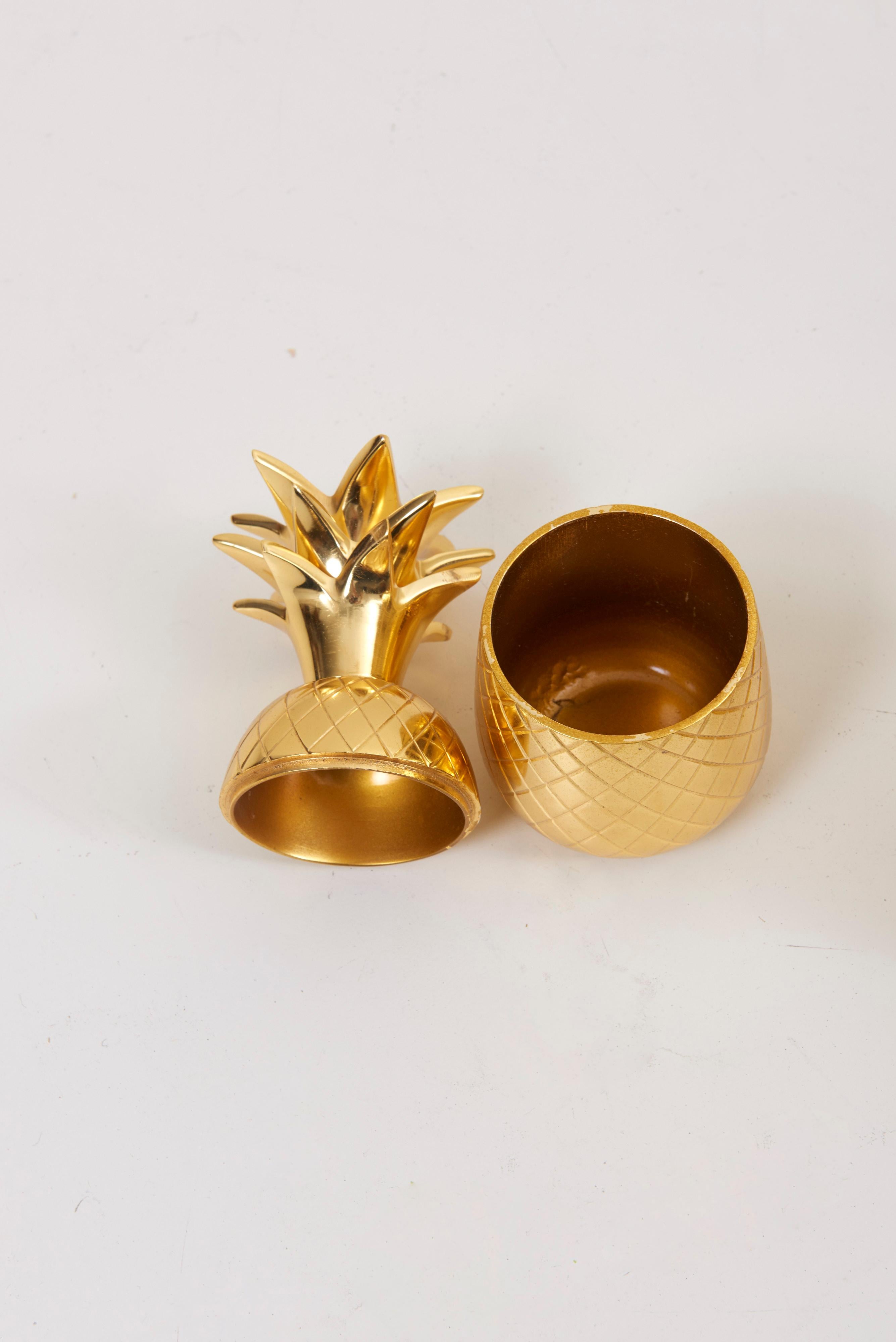 Set of 3 Brass Pineapple Ice Buckets or Candy Boxes For Sale 1