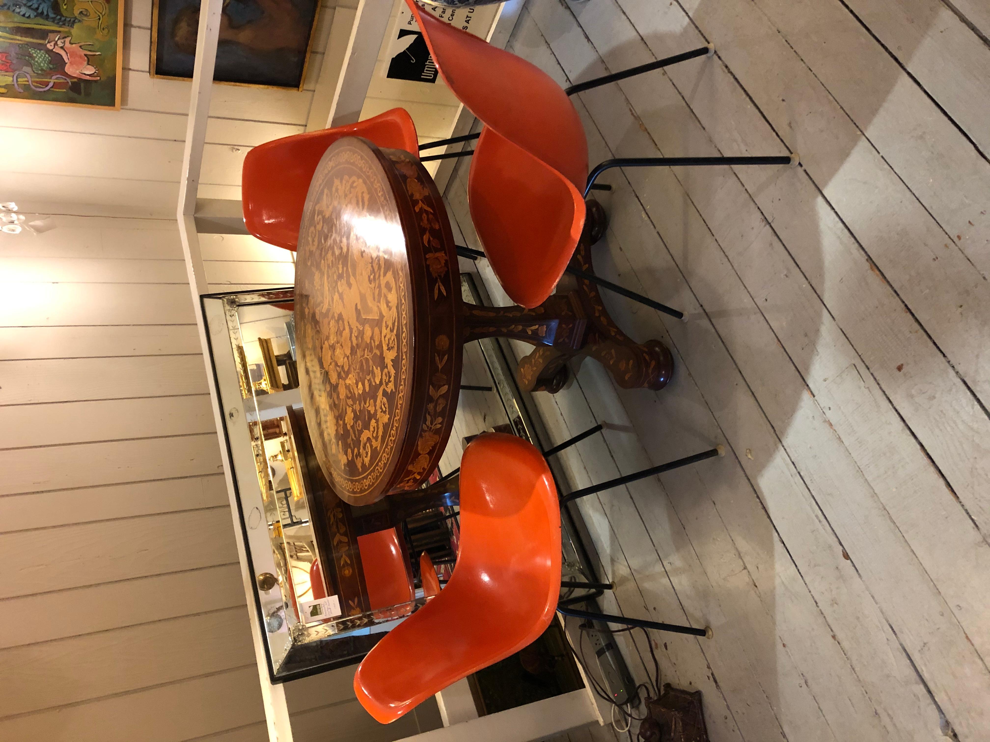 Set of 3 Bright Orange Iconic Mid-Century Modern Shell Eames Chairs 6