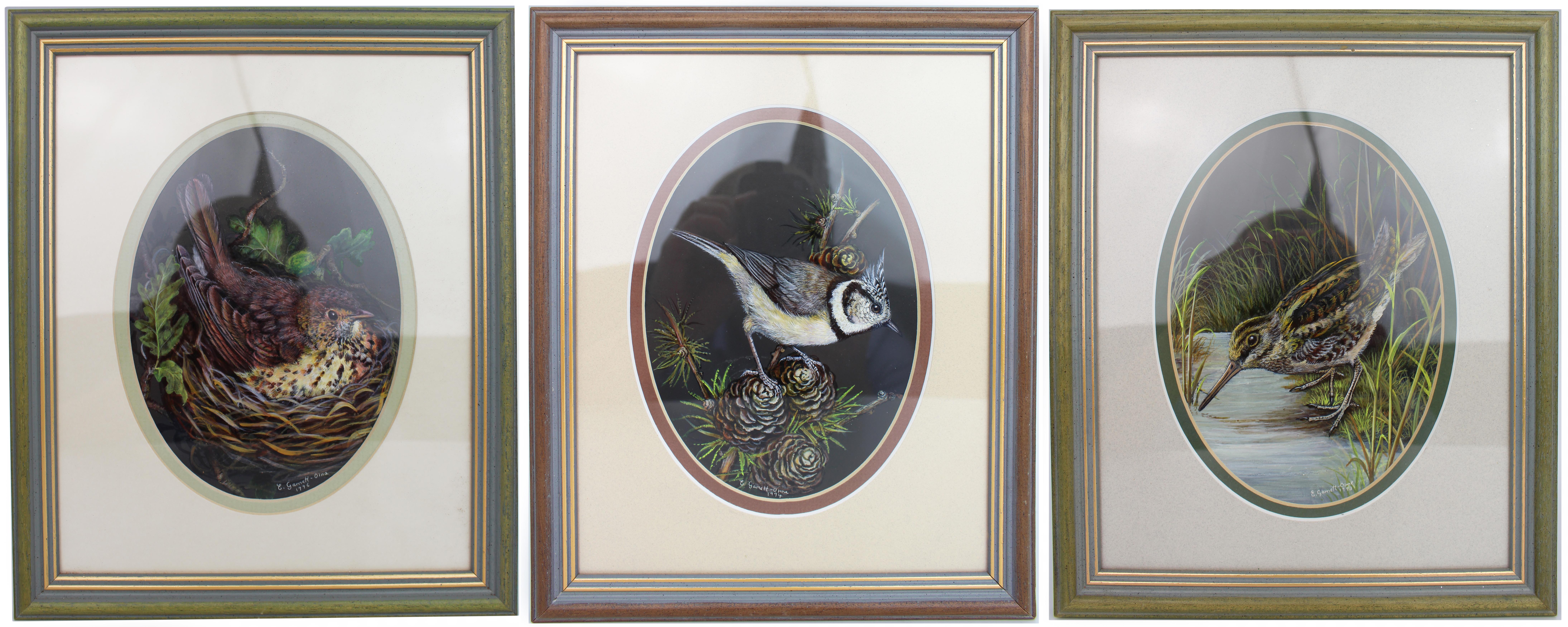 Set of 3 British Bird Paintings by Liz Garnett-Orme, 1993–1996
United Kingdom, Late 20th Century
Gouache and ink on board
Signed and dated by the artist

A finely detailed set of three original bird paintings by British wildlife artist Liz