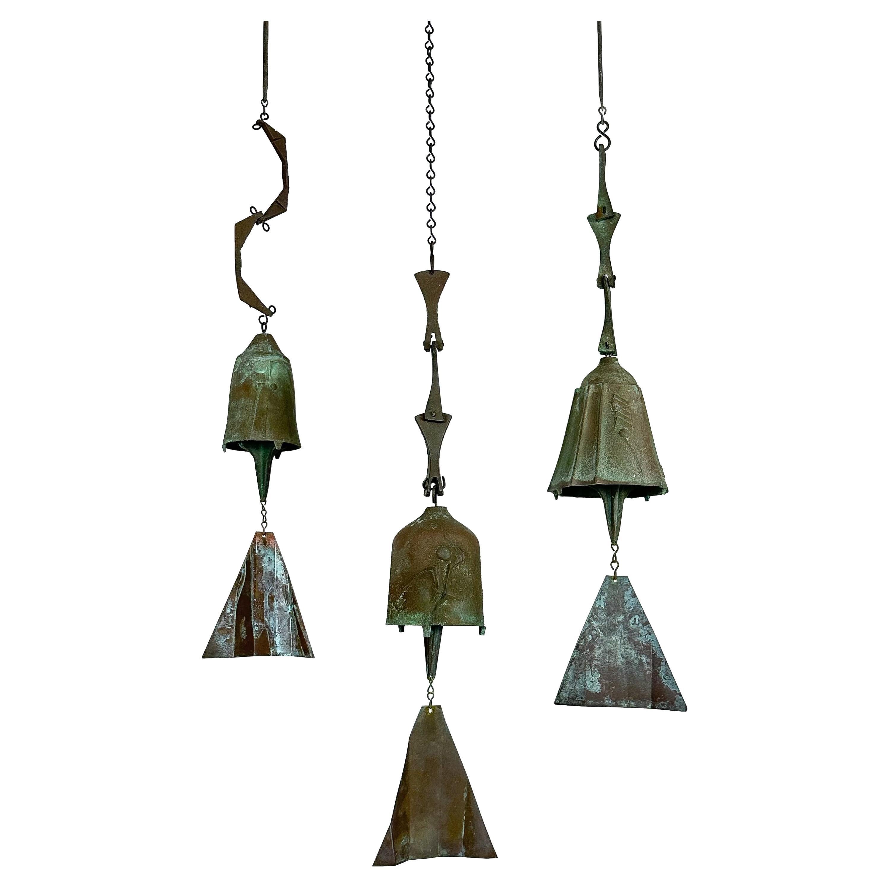 Set of 3 Bronze Bells / Wind Chimes by Paolo Soleri for Arcosanti