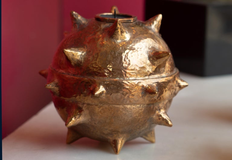 Set of 3 Bronze Candle Holders 'P' Roma Collection Sphaerae Limited