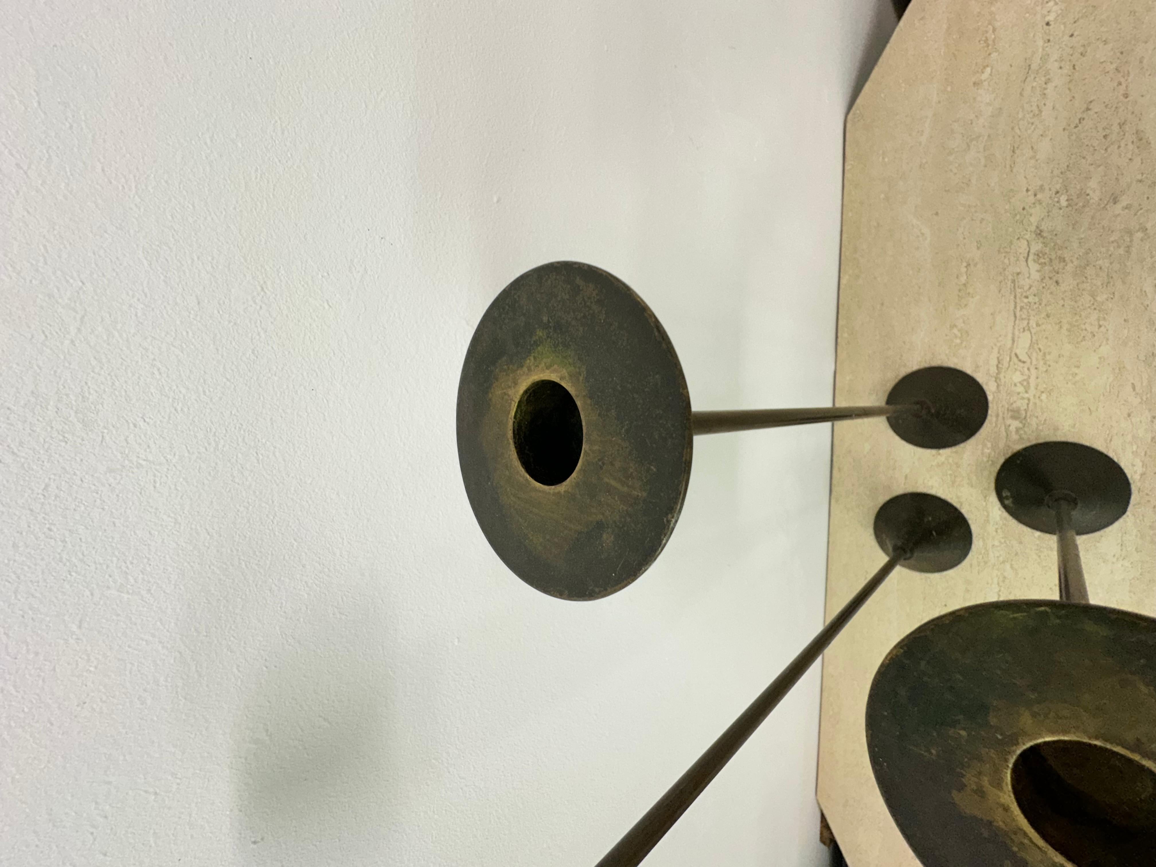 Set of 3 bronze Memphis style candle holders , 1980s 5