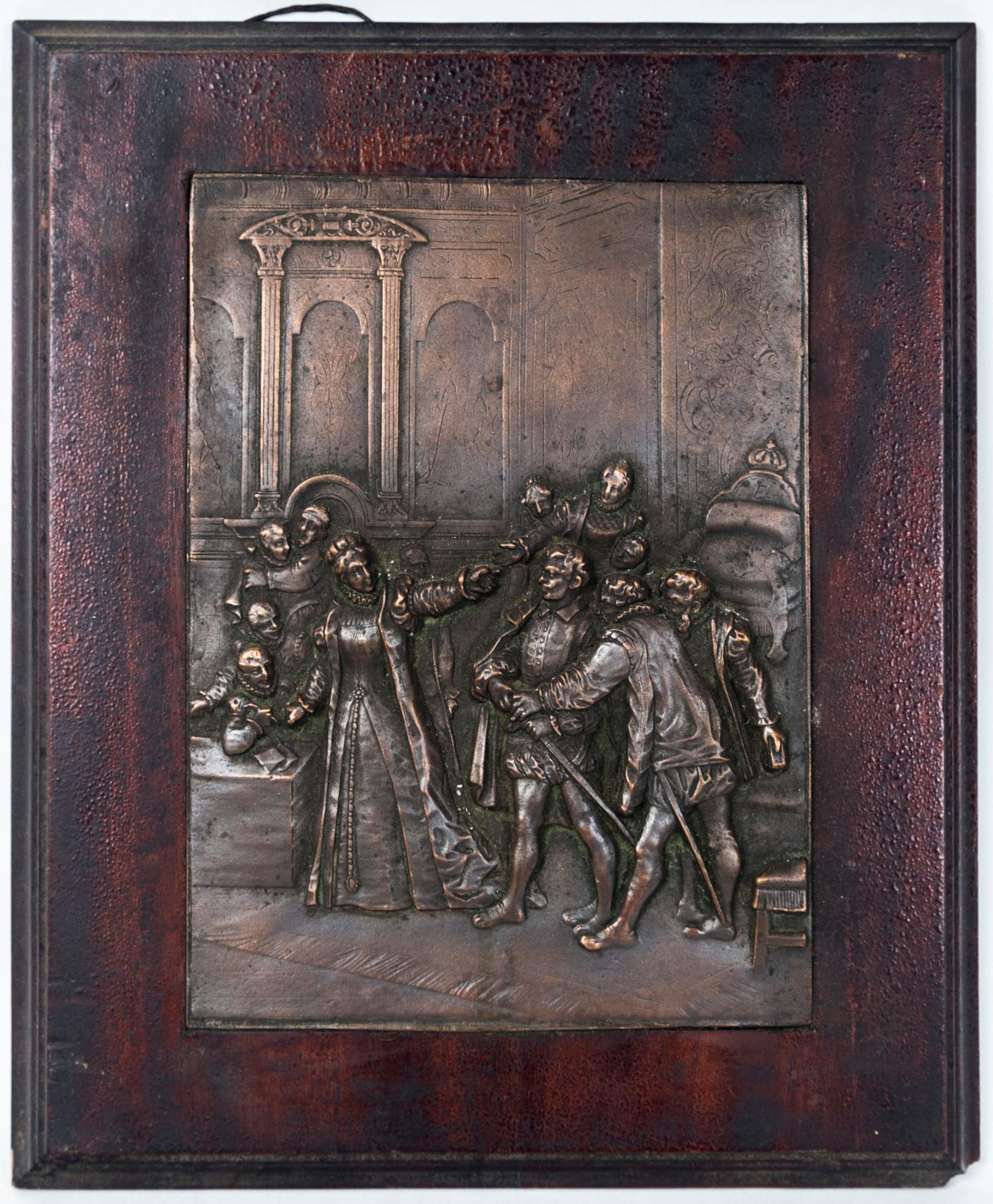 Each bronze plaque set into a solid wood 
