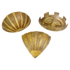 Vintage Set of 3 Bronze Sconces 'One Corner Sconce', Belgium circa 1970