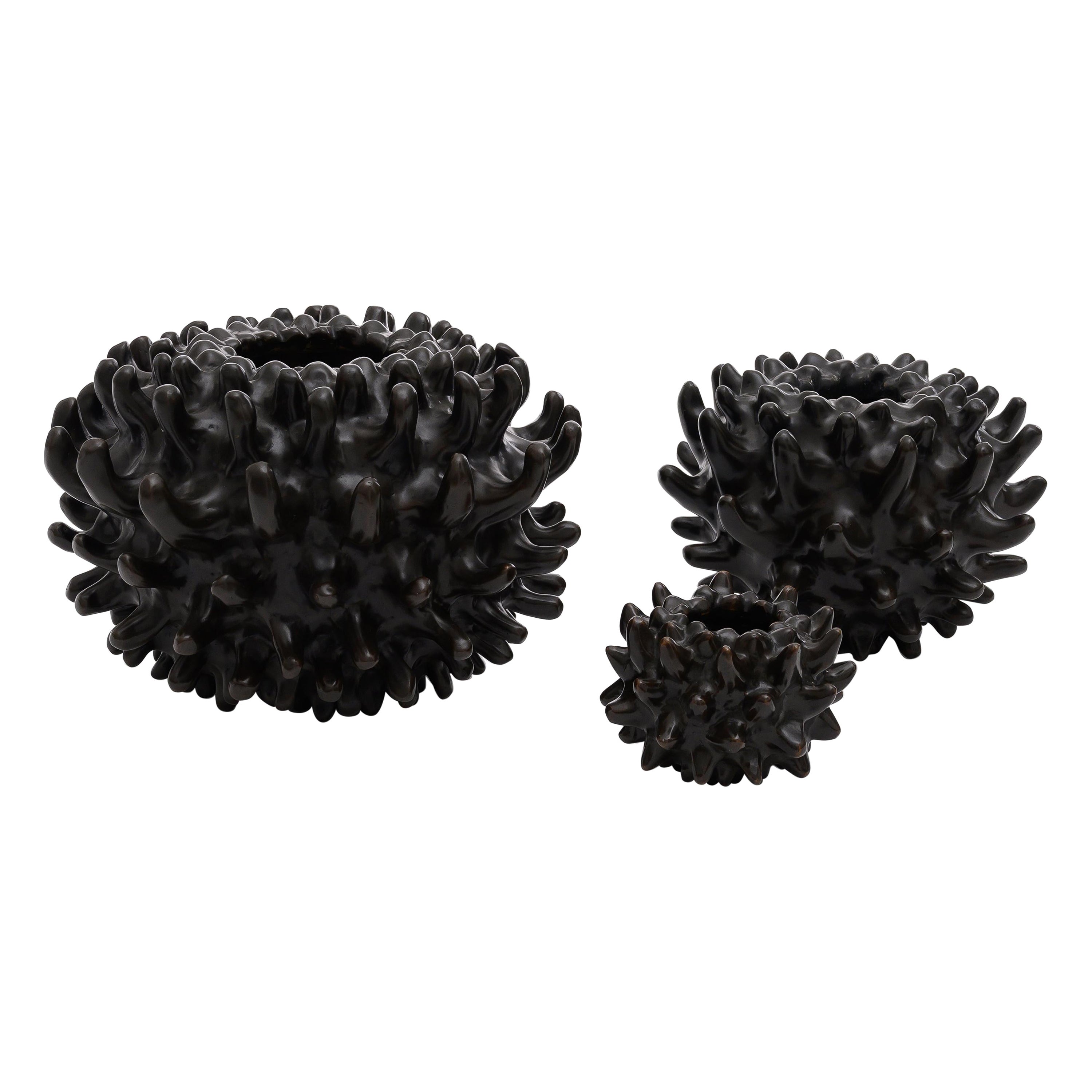 Set of 3 Bronze Uni Vase and Sculpture by Elan Atelier