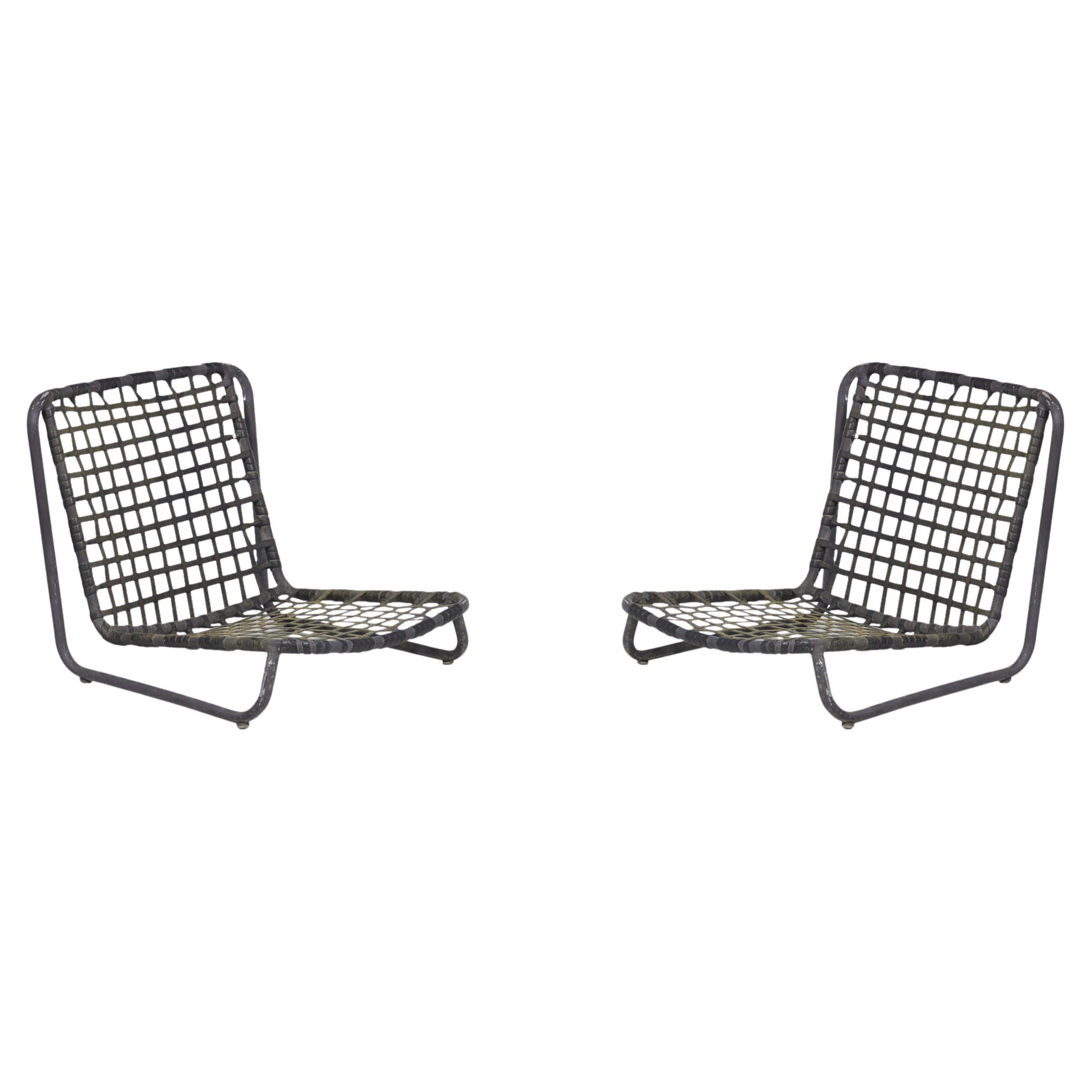 Satz von 3 braunen Jordan American Mid-Century Outdoor-Aluminium- Strand-/Sandstühlen im Angebot