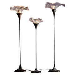 Set of 3 Brutalist Floor Lamps by Lothar Klute Germany , 1980s