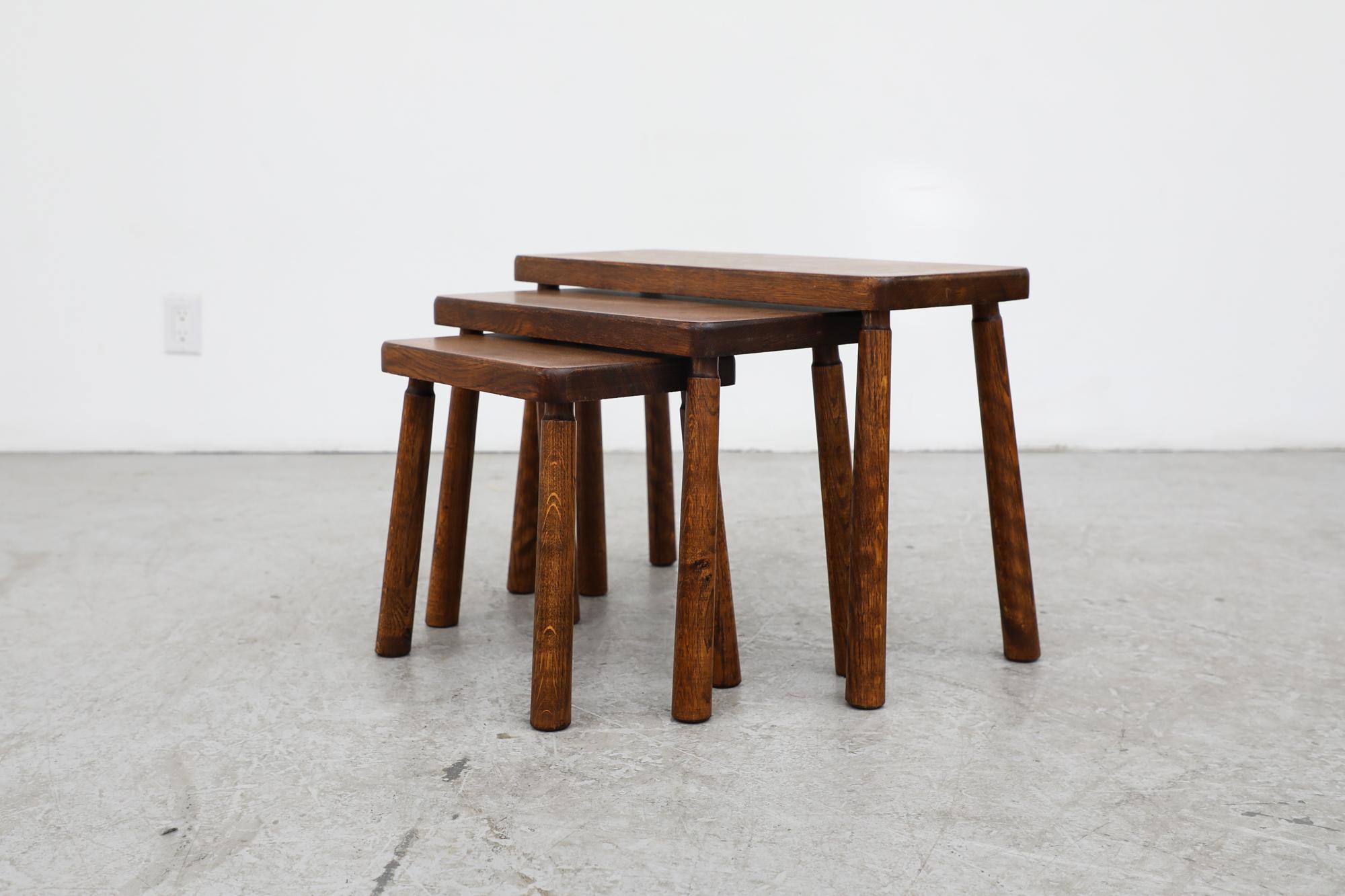 Late 20th Century Set of 3 Brutalist Nesting Tables