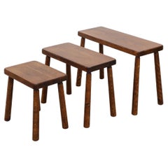 Vintage Set of 3 Brutalist Nesting Tables