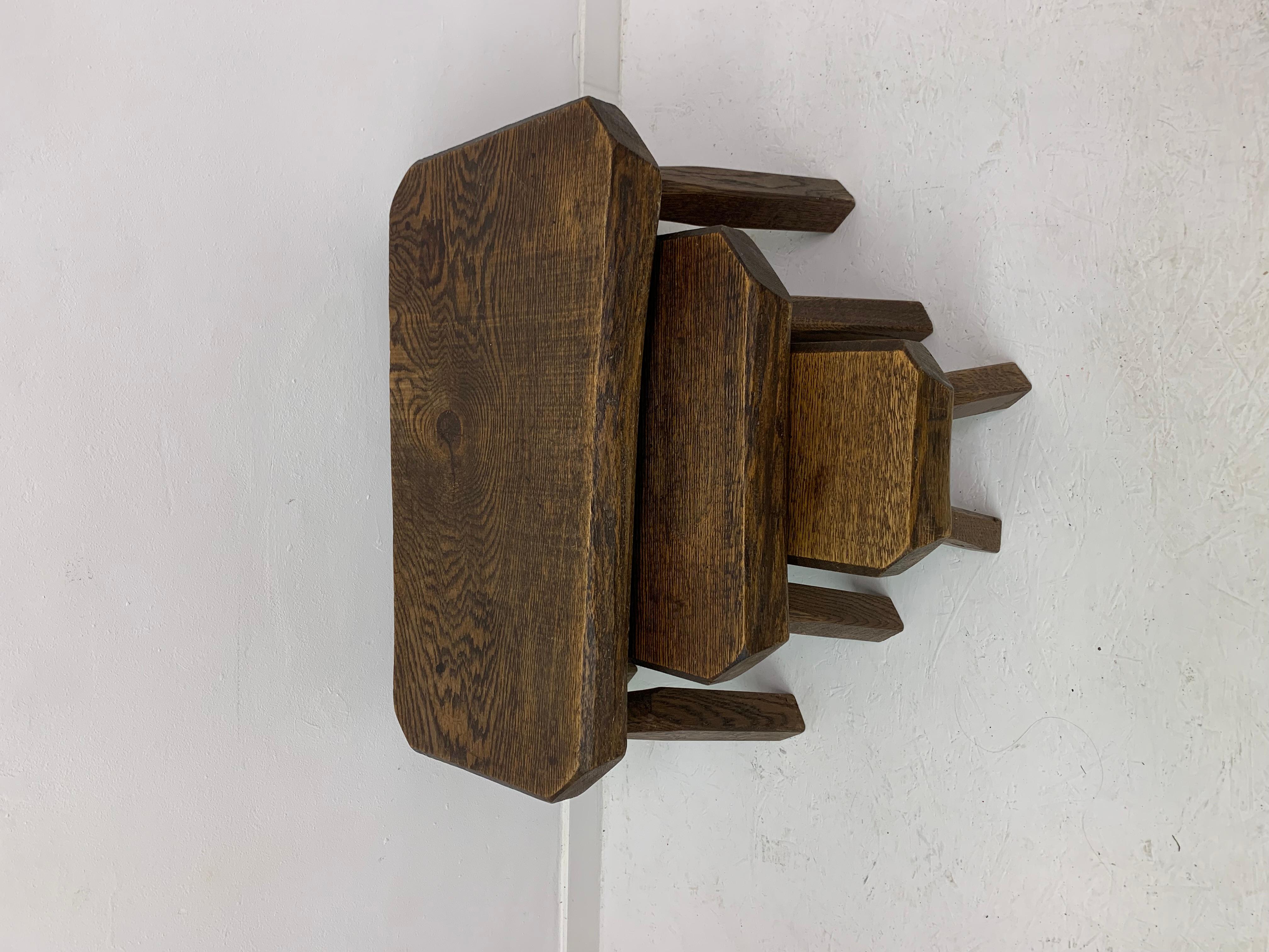 Fin du 20e siècle Ensemble de 3 tables gigognes brutalistes en Oak Wood, années 1970 en vente