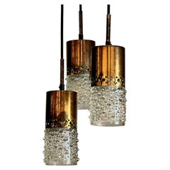 Set of 3 Brutalist Pendant Lights