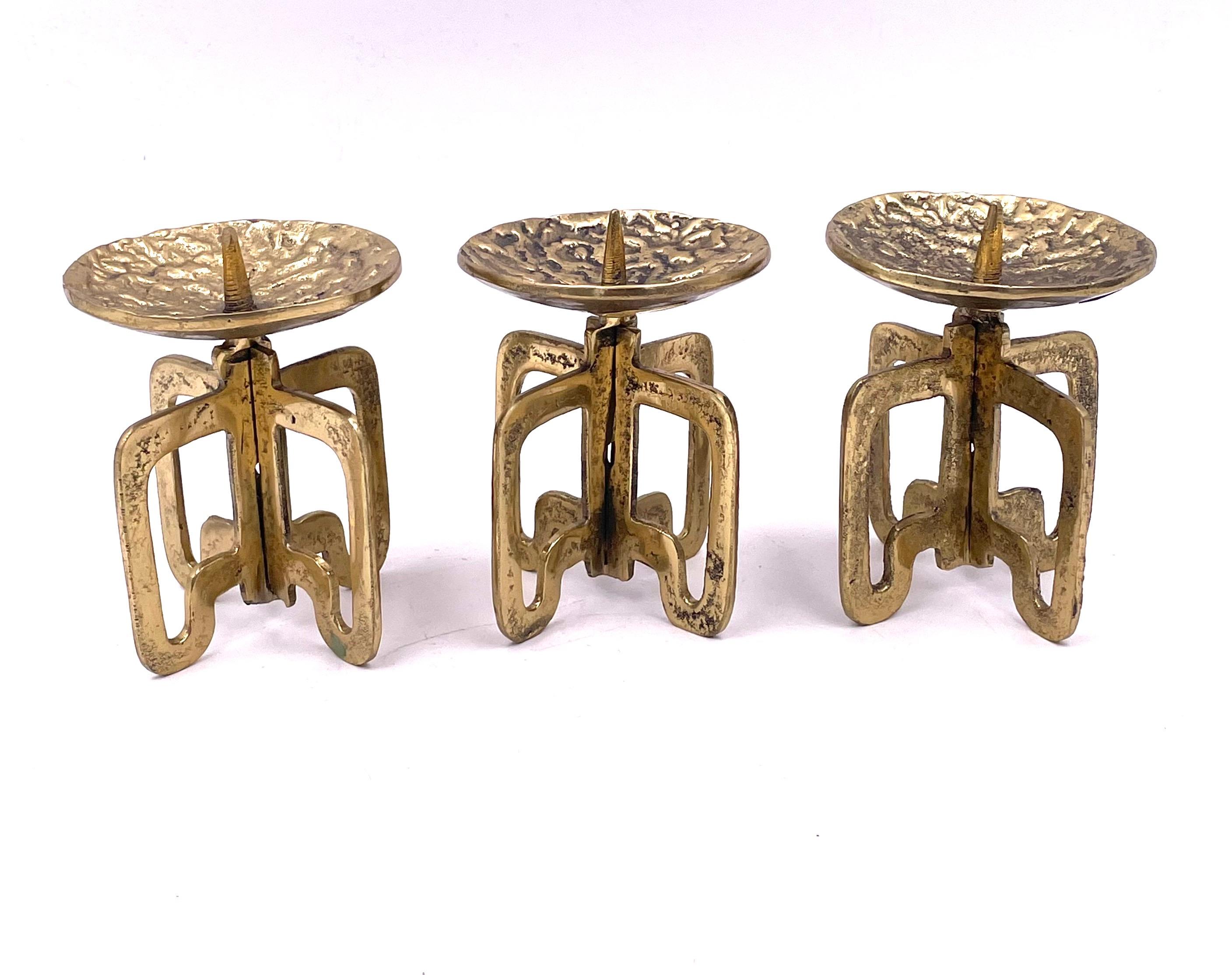 hammered metal candle holders
