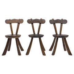 Set of 3 Brutalist Rustic Modern Sculptured Chair in the Style of Alexandre Noll