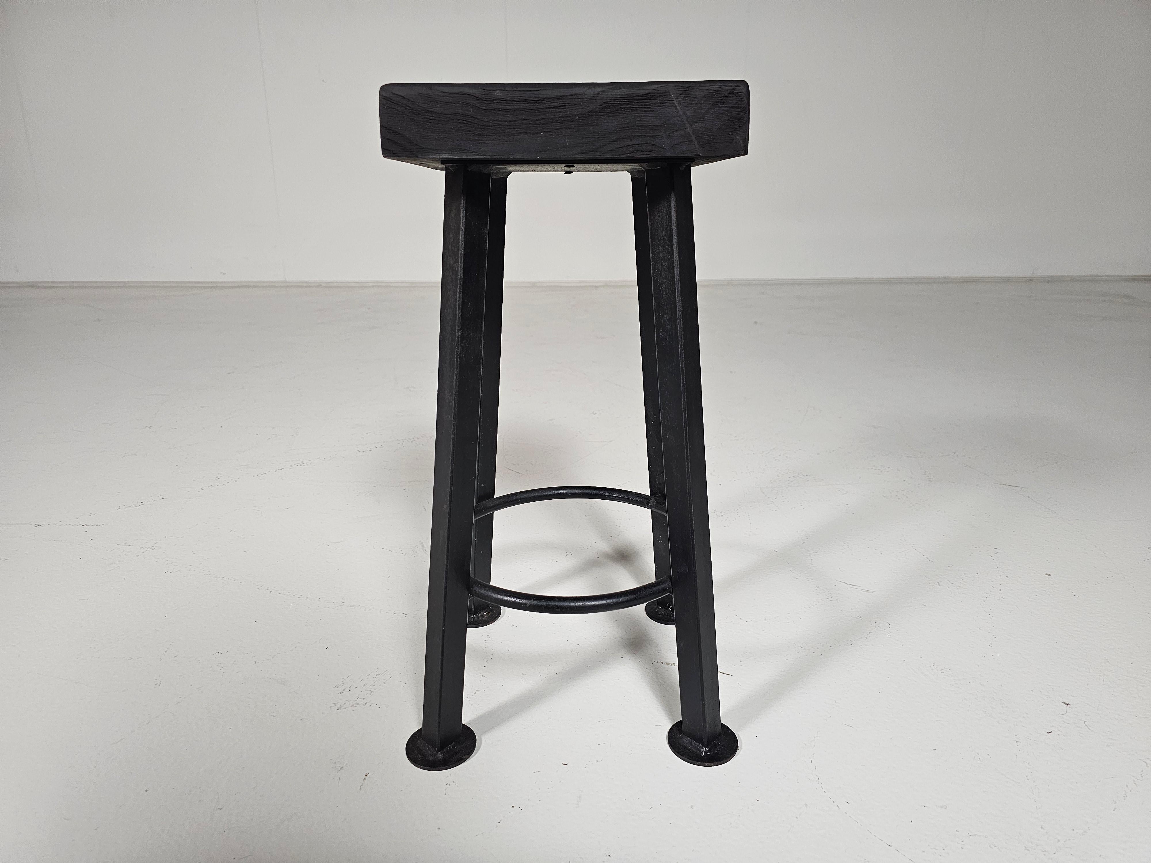 Set of 3 brutalist stools, Belgium, 1970s For Sale 5