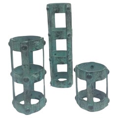 Ensemble de 3 bougeoirs de style brutaliste design cage