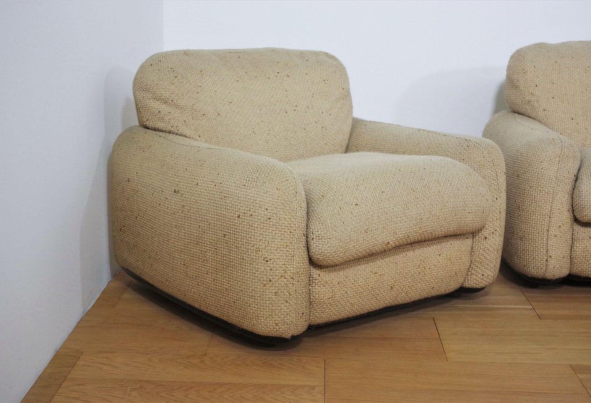 Set of 3 Busnelli Wool Sofas and Armchair – 1970s in vendita 1