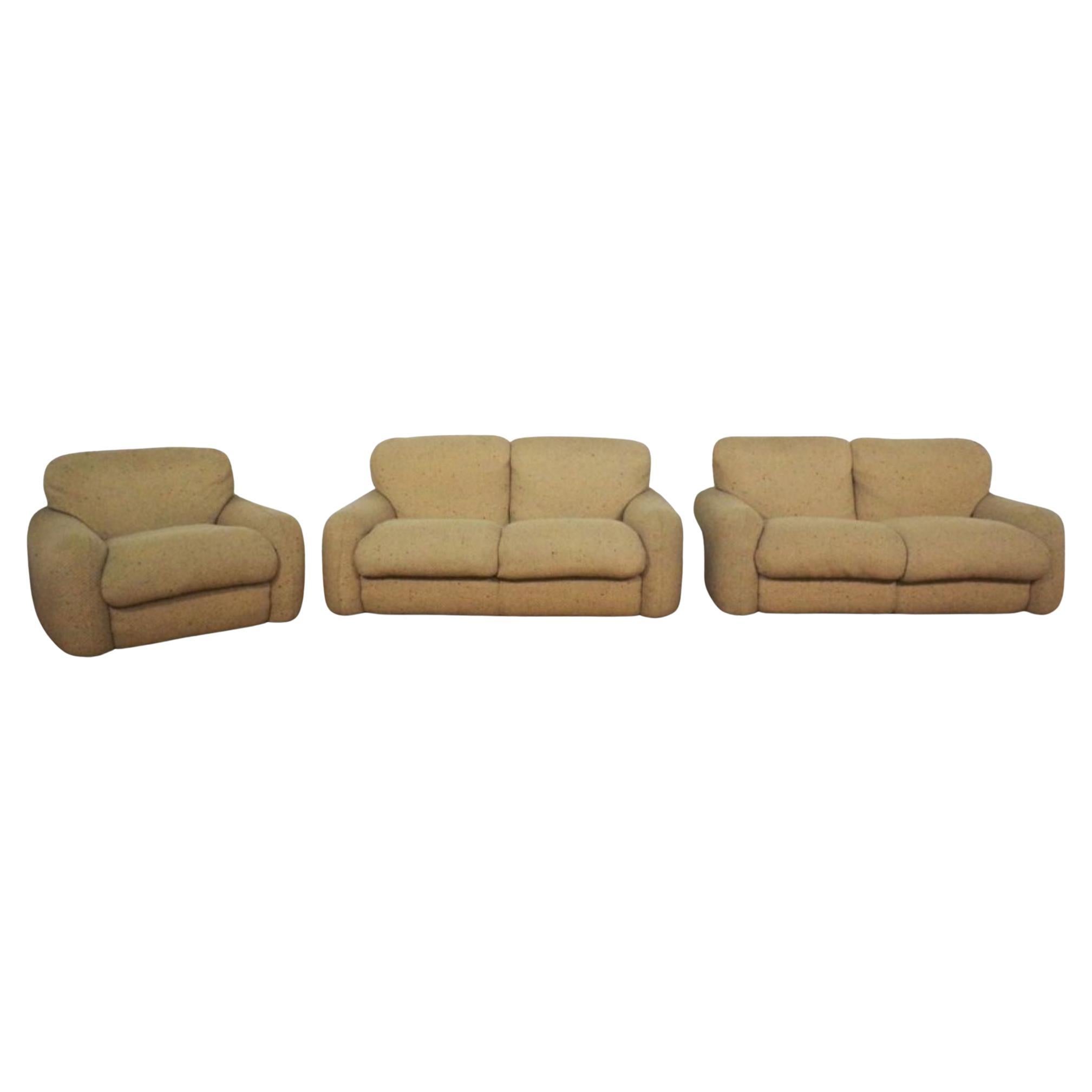 Ensemble de 3 canapés et fauteuil en laine Busnelli - années 1970