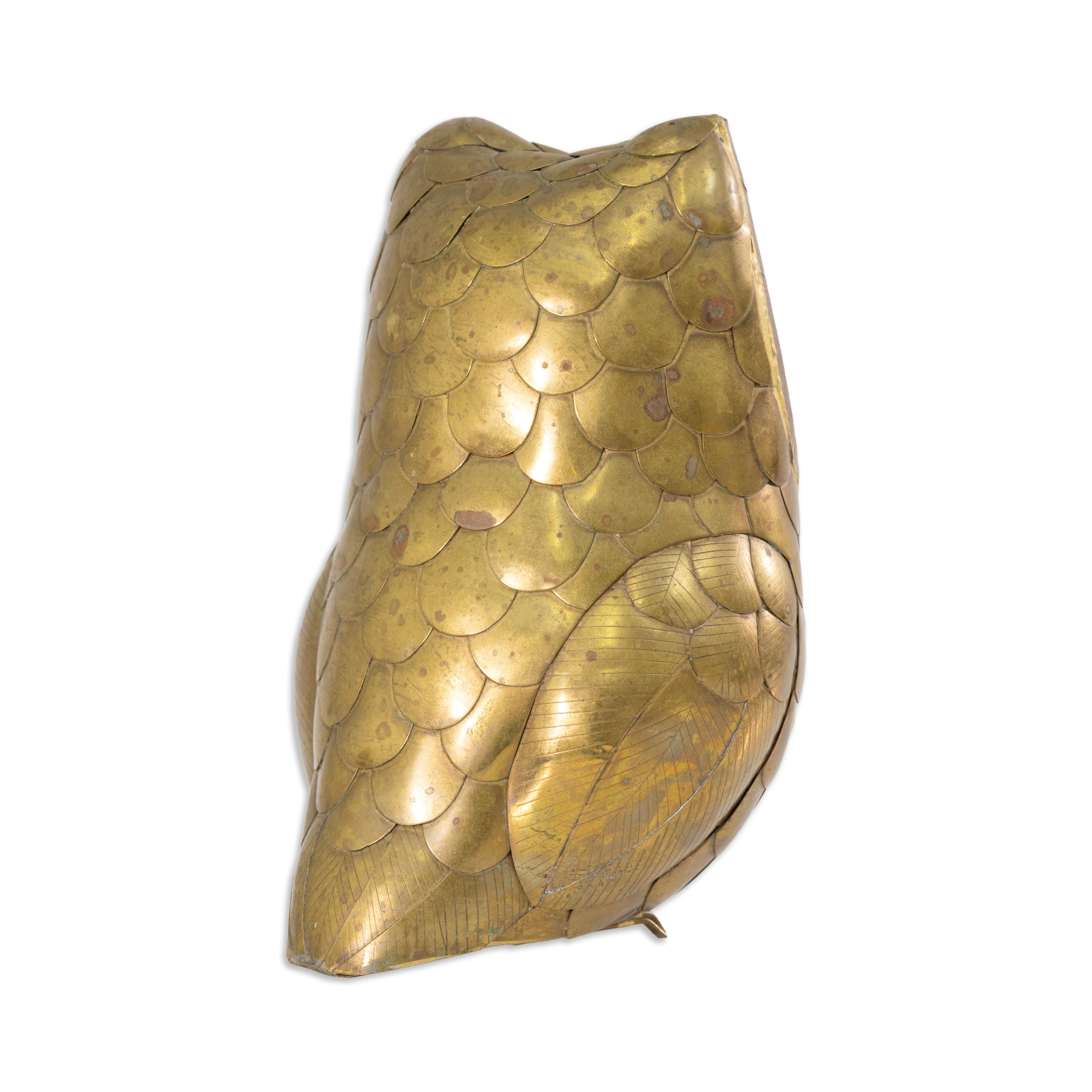 Set Of 3 Bustamante Style Mixed Metal Owl Sculptures In condizioni buone in vendita a Keego Harbor, MI