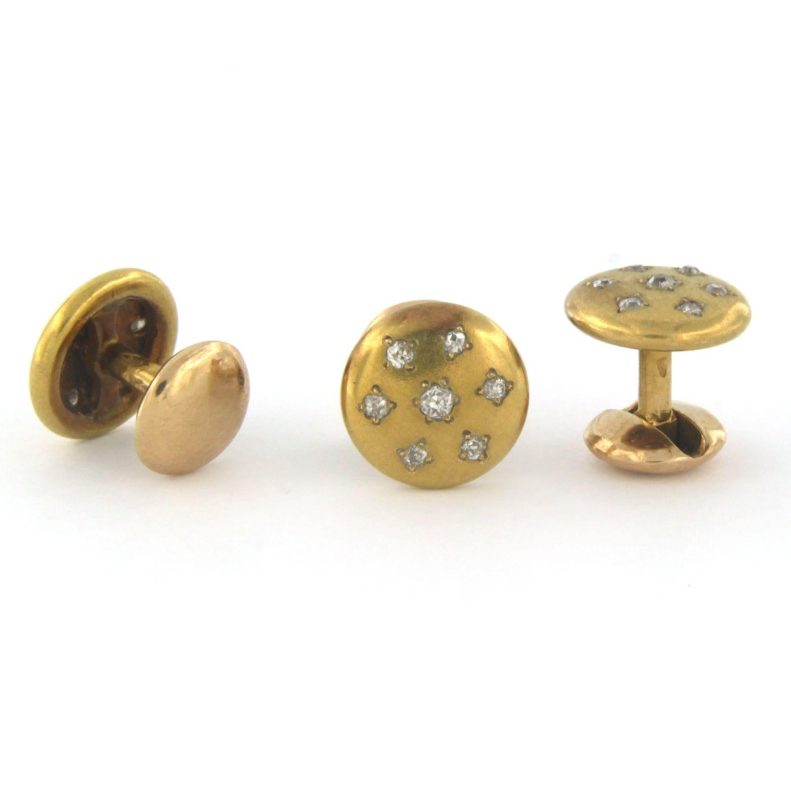 Ensemble de 3 boutons sertis de diamants taille vieille mine de 0,30 carat, dans une authentique boîte à bijoux Excellent état - En vente à The Hague, ZH