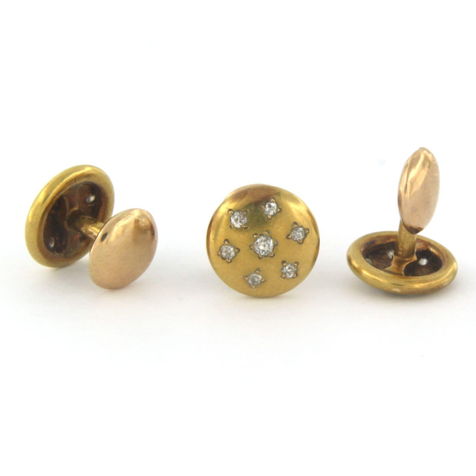 Ensemble de 3 boutons sertis de diamants taille vieille mine de 0,30 carat, dans une authentique boîte à bijoux Pour femmes en vente