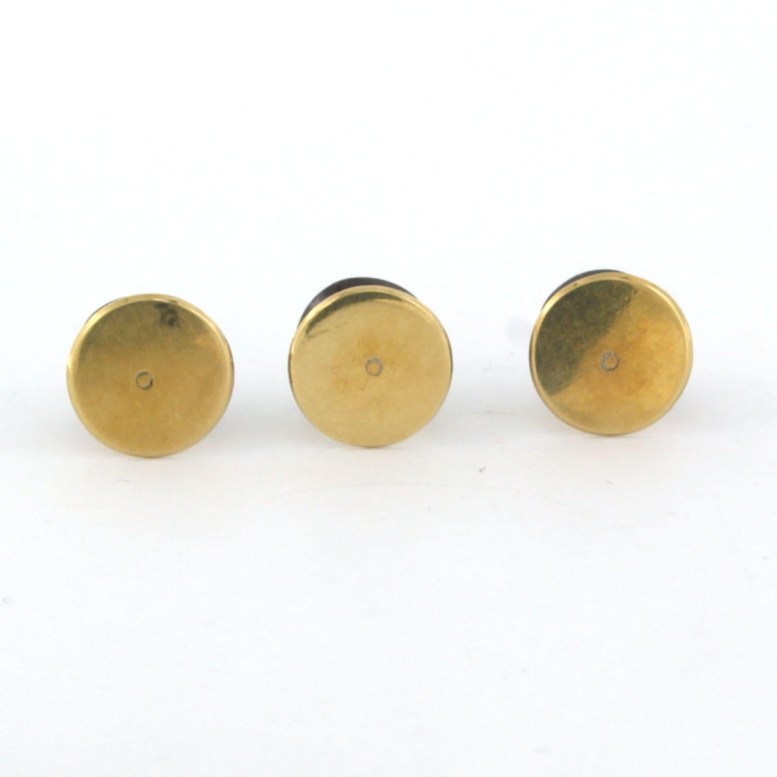 Ensemble de 3 boutons en or jaune 14 carats avec grenats et diamants Pour femmes en vente