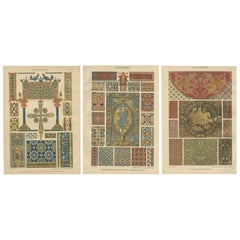 Satz von 3 Drucken im byzantinischen Stil von H. Dolmetsch aus Ornamentenschatz, 1887
