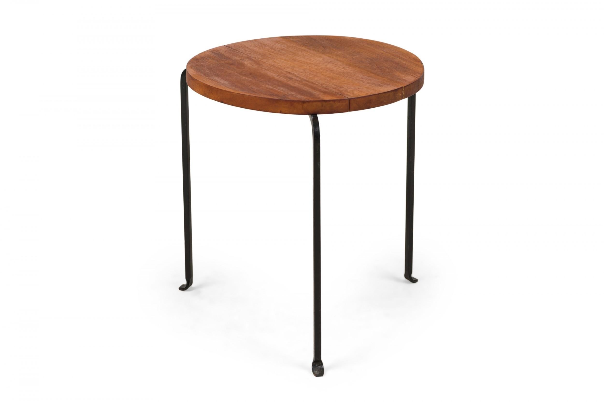Métal Ensemble de 3 tabourets empilables en fer forgé et bouleau de conception californienne en vente